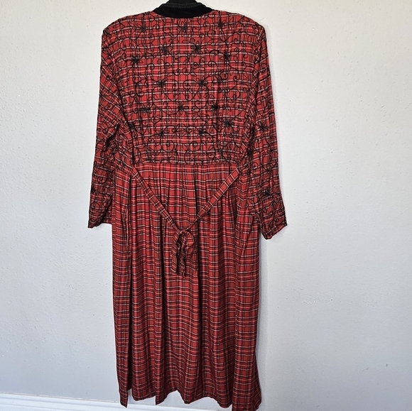 Country Wear Clothing Company Red Black Vintage 90s Plaid Embroidered‎ Size 20W - Picture 8 of 14